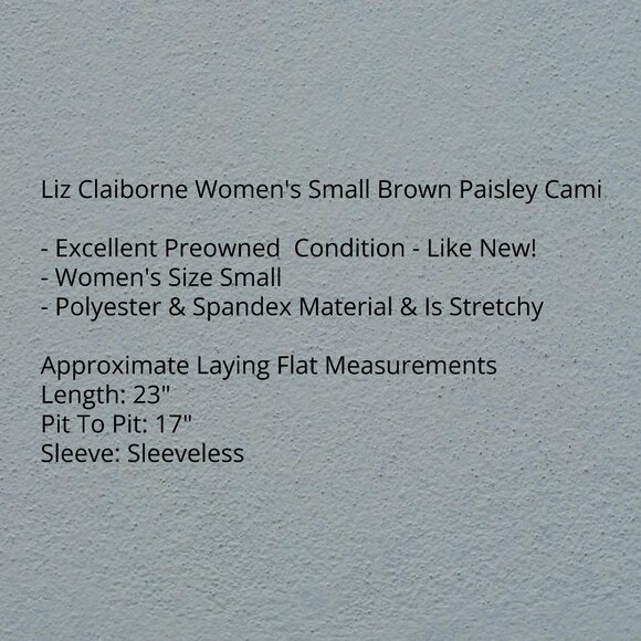 Liz Claiborne Brown Paisley Cami - Picture 5 of 7